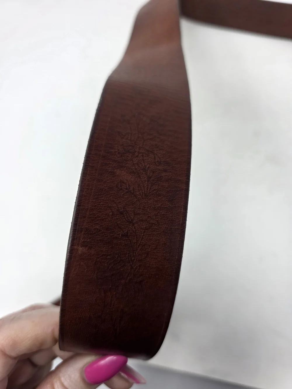 Abercrombie & Fitch Vtg Brown Leather Western Belt Oval Engraved Buckle Size S